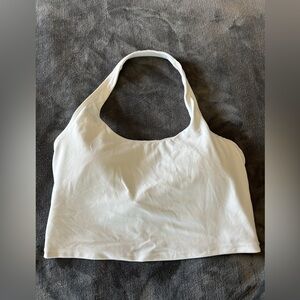 Athleta Powervita White Halter Crop Top Bra - Medium